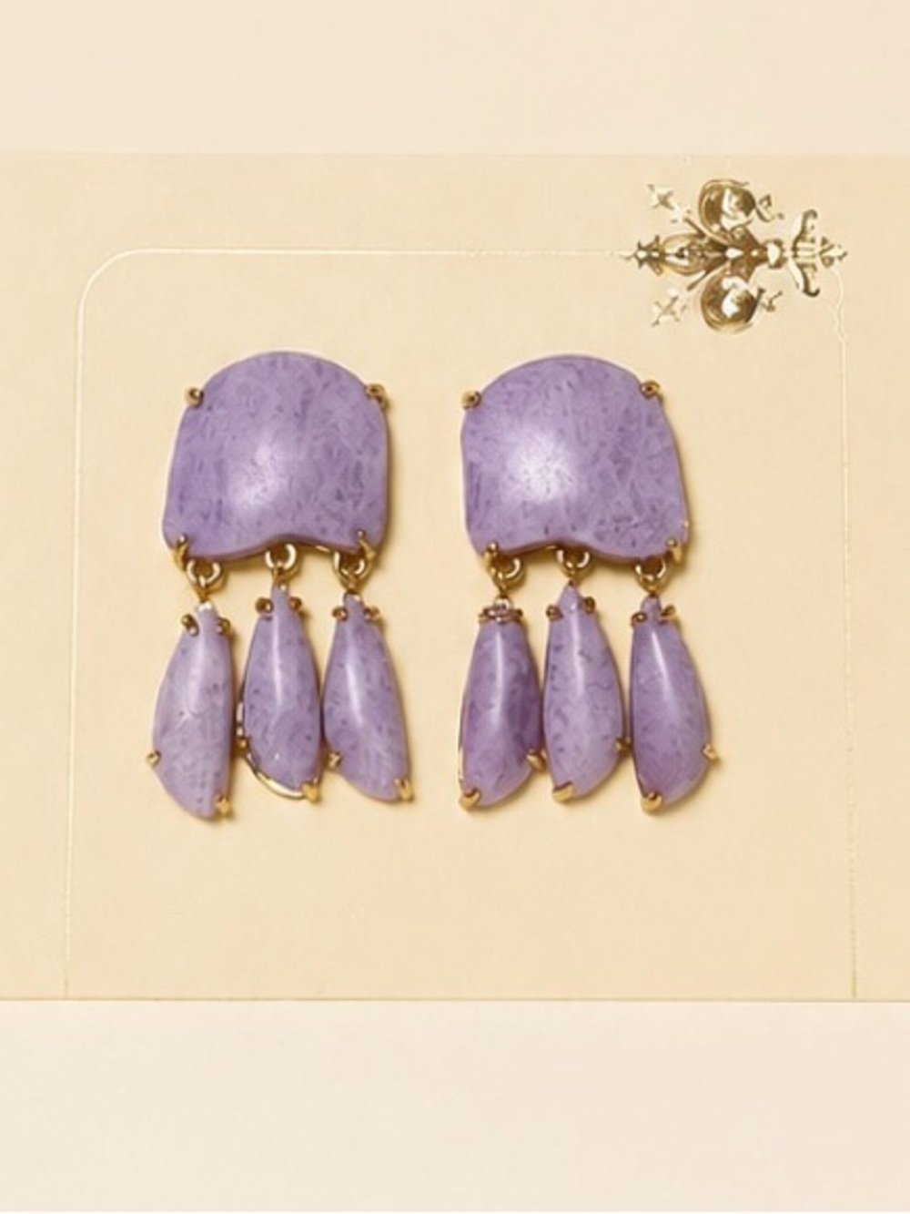 💜✨ Lele Sadoughi Pebble Fringe Earrings in Lilac • Statement Drop 💜✨ - Picture 2 of 5